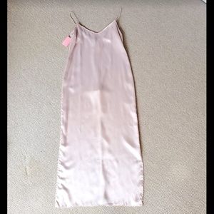 NWT Champagne silk long slip dress sz 10